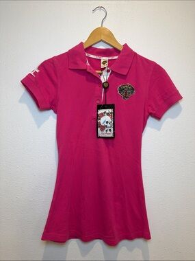 VTG Ed Hardy Pink Tiger Polo Shirt NWT Y2K Christian Audigier XS